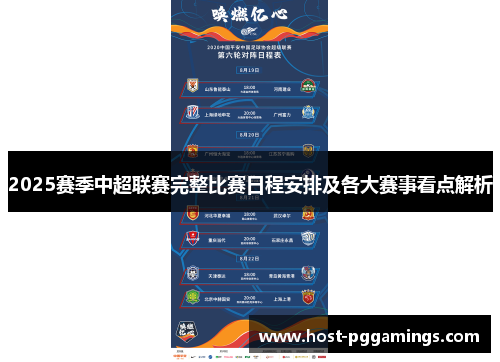 2025赛季中超联赛完整比赛日程安排及各大赛事看点解析