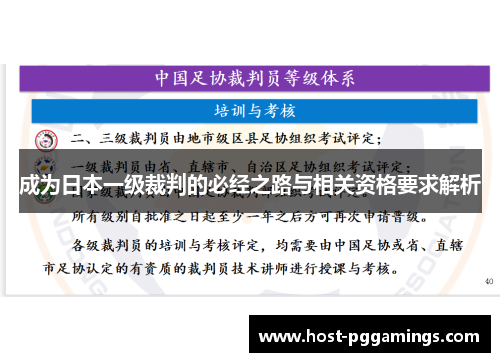 成为日本一级裁判的必经之路与相关资格要求解析