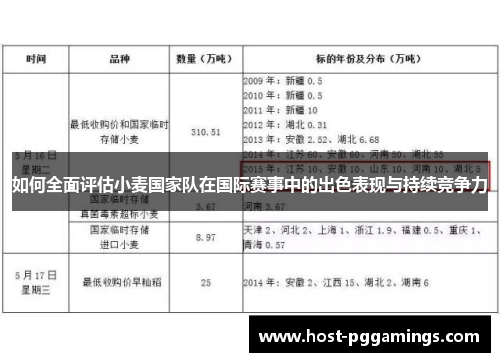 如何全面评估小麦国家队在国际赛事中的出色表现与持续竞争力